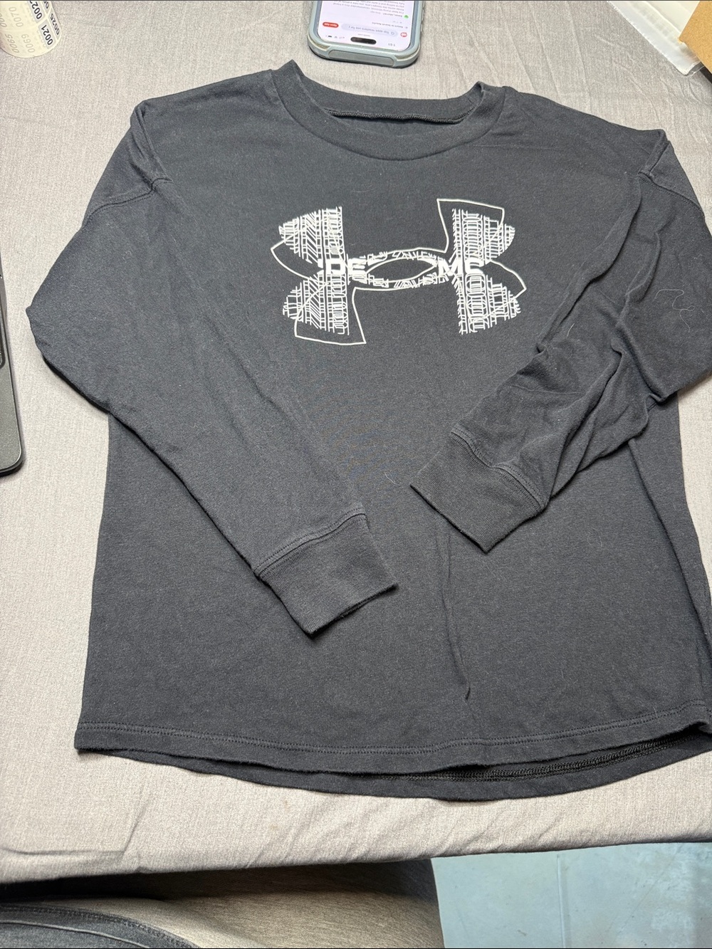 Under Armour Black Long Sleeve Tee with White Logo Detail